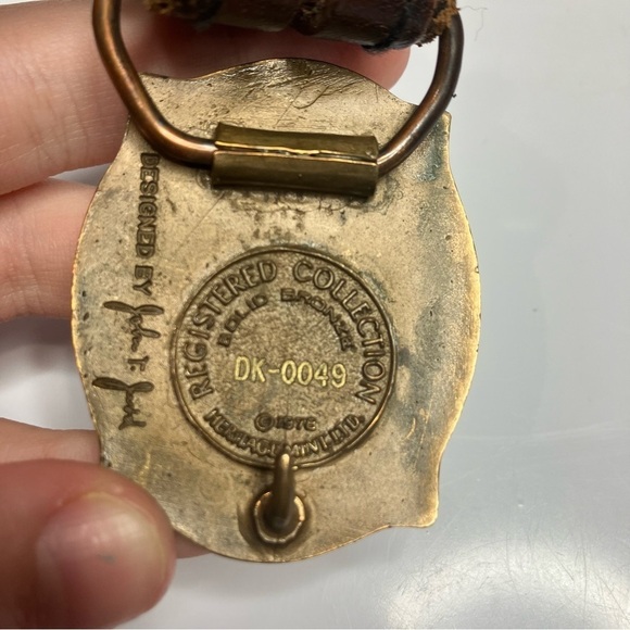 Vintage leather‎ belt with Eagle brass buckle by John T. Judd size 34 - Picture 3 of 6